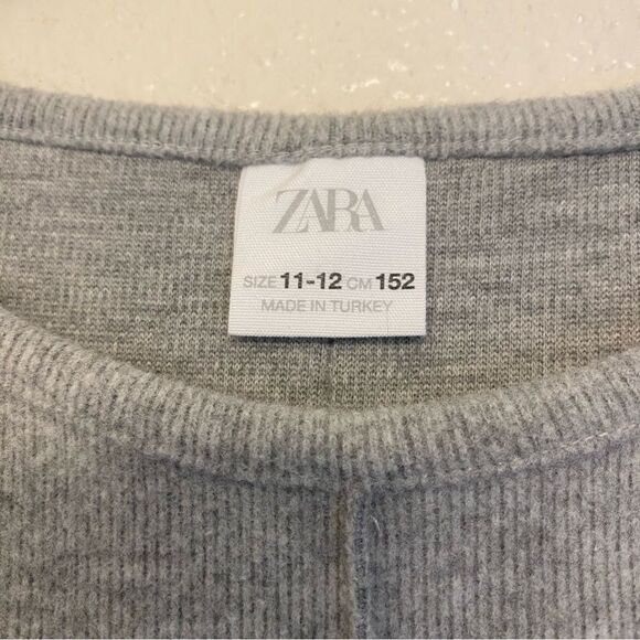 Zara Girls Short Sleeve Soft Touch Sweater Dress In Cloud gray cozy ribbed 11-12 - Picture 5 of 7